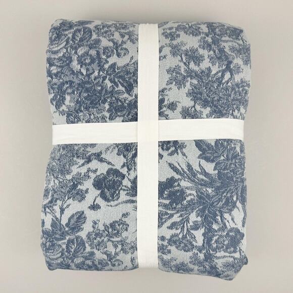Pottery Barn Sorrel Jacquard Duvet Cover Full/Queen 92x88 Blue Floral NWT RARE - Picture 5 of 8